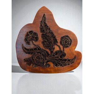 Vintage MCM Wood Copper Batik Tjap Chop Textile Stamp Indonesian Print Block Art